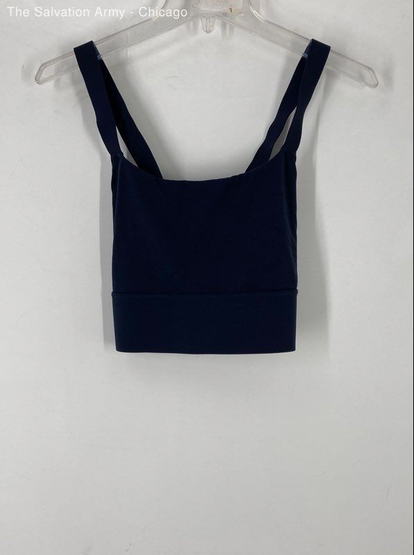 Athleta Womens Navy Blue Scoop Neck Crossback Pullover Sports Bra Size M