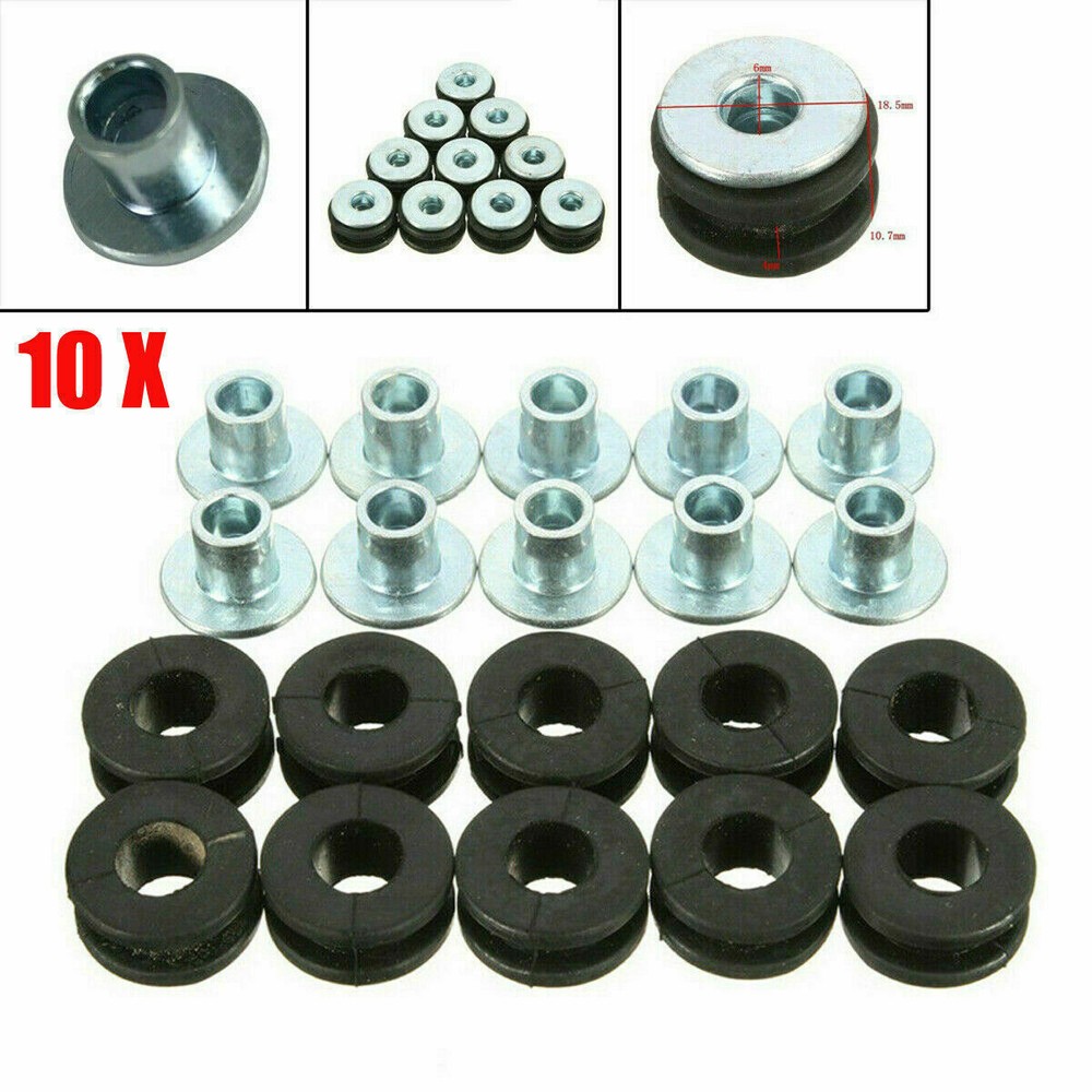 10PCS Universal Motorcycle Rubber Grommets Bolt Kits Tools Accessories 6MM
