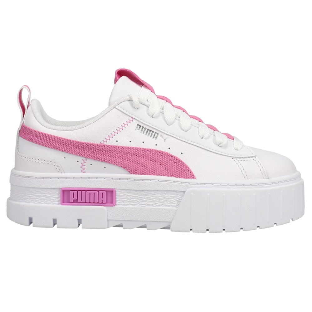 PUMA Mayze Lace Up Platform  Womens White Sneakers Casual Shoes 384007-01