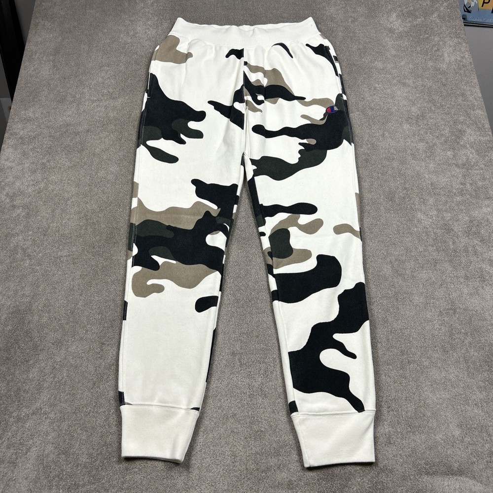 Champion Joggers Mens Medium White Camo C Logo Reverse Weave Sweatpants