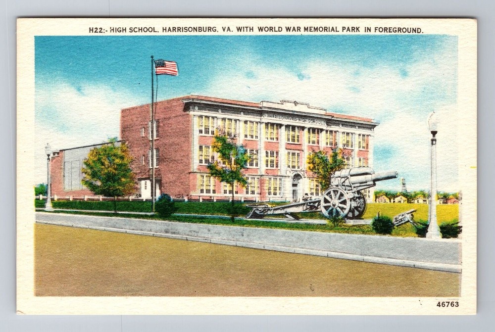 Harrisonburg VA-Virginia, High School, Antique, Vintage Souvenir Postcard