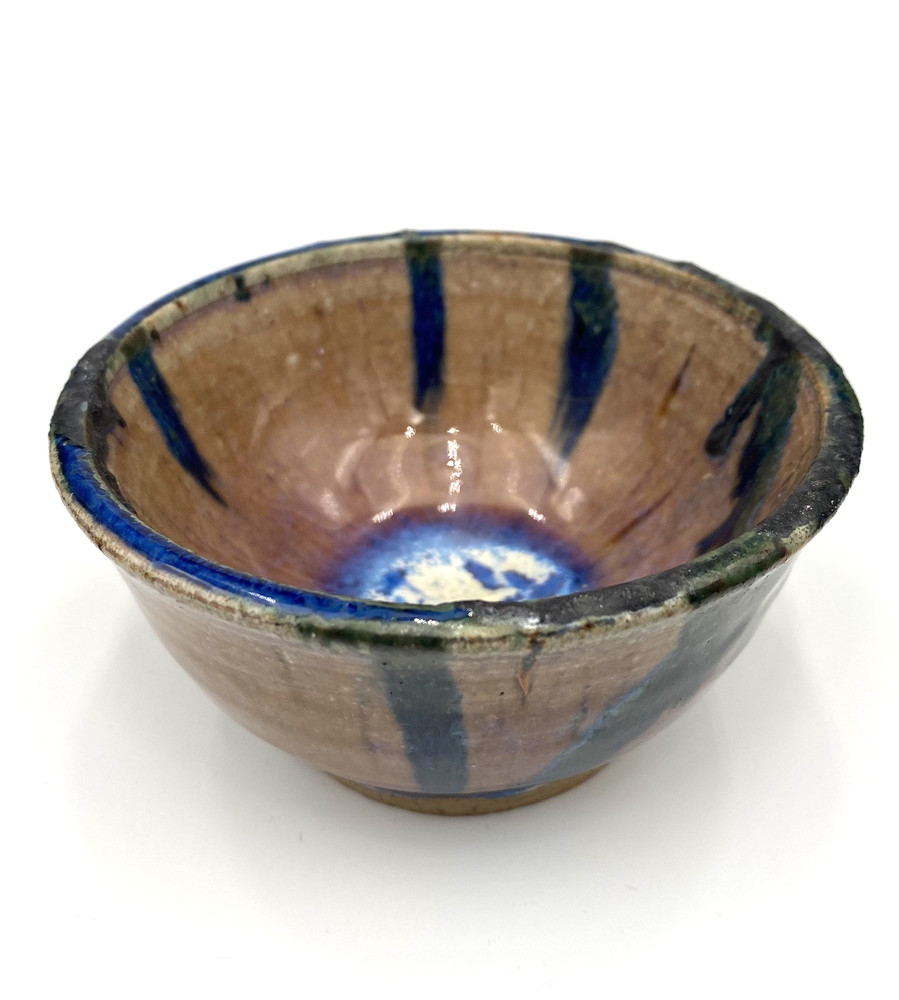 Vintage Handmade Studio Pottery Trinket Dish, Crackled Glaze, Signed, 3.9