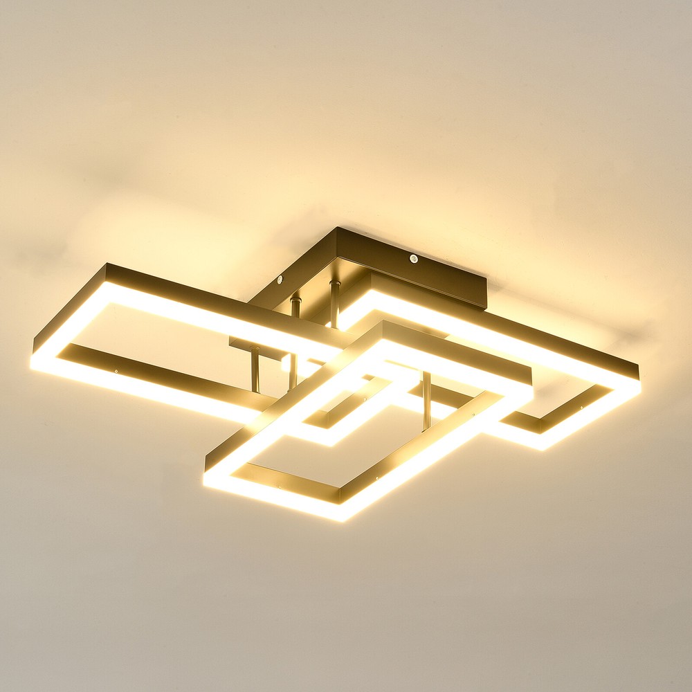 Black Square Flush Mount Ceiling Light with Remote Control & Dimmable LED