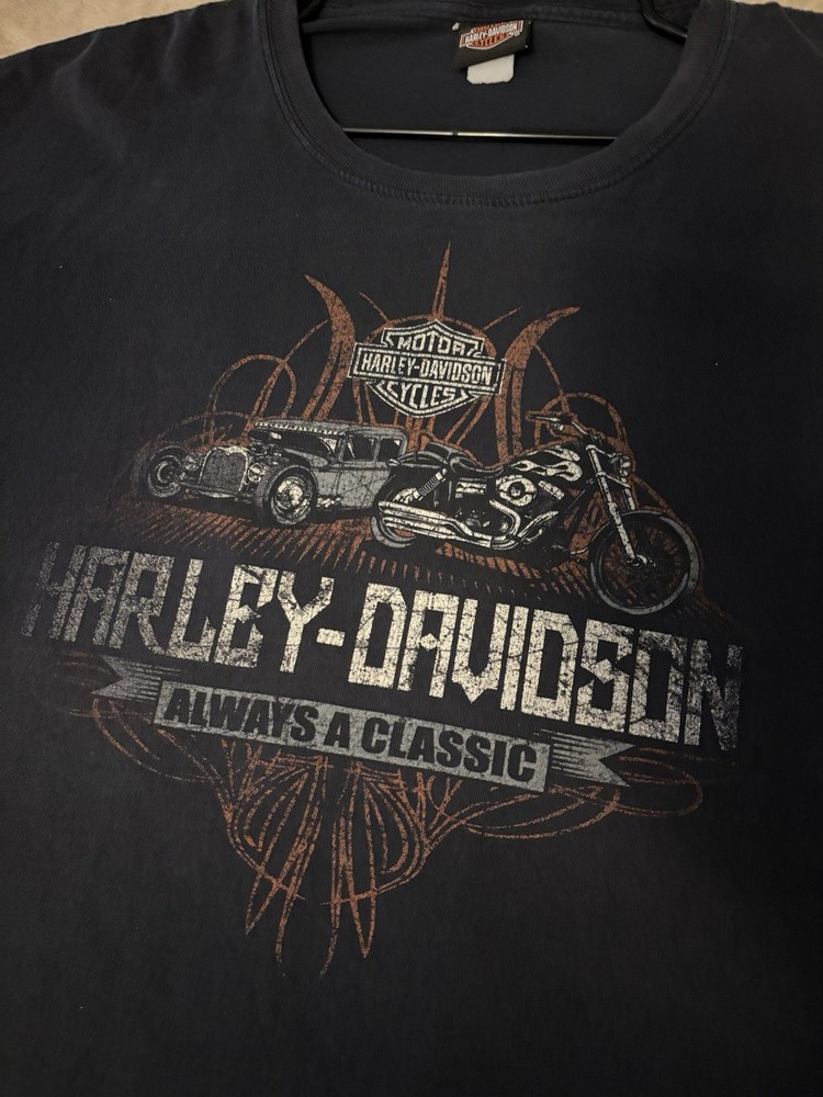 Vintage Y2K Grunge Harley Davidson Shirt Biker Mens 2XL Black