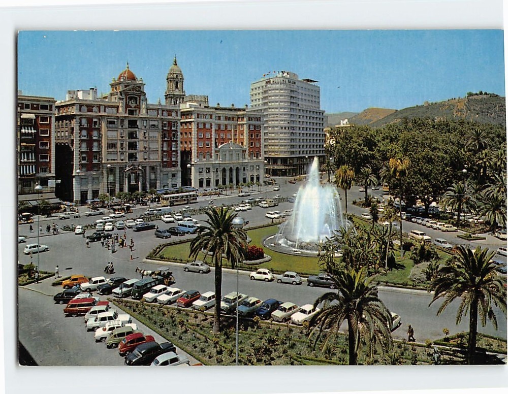 Postcard Fountain and garden Quiepo de Llano Square Málaga Spain