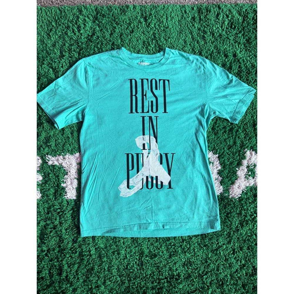 Trukfit Mens Rest In Pussy Graphic T-Shirt Teal Green Cotton Size M Lil Wayne