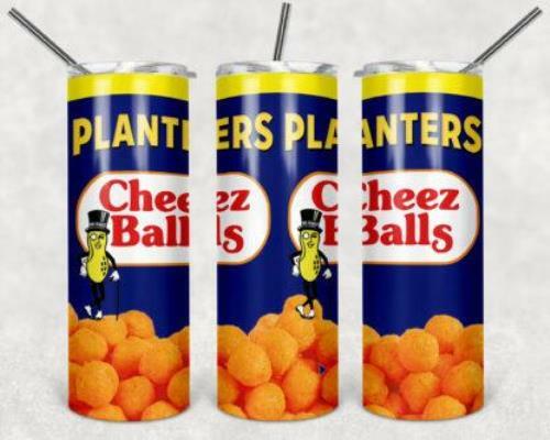 Cheez Balls 20oz Custom Skinny Tumbler with Straw Stainless Steel Drinkware