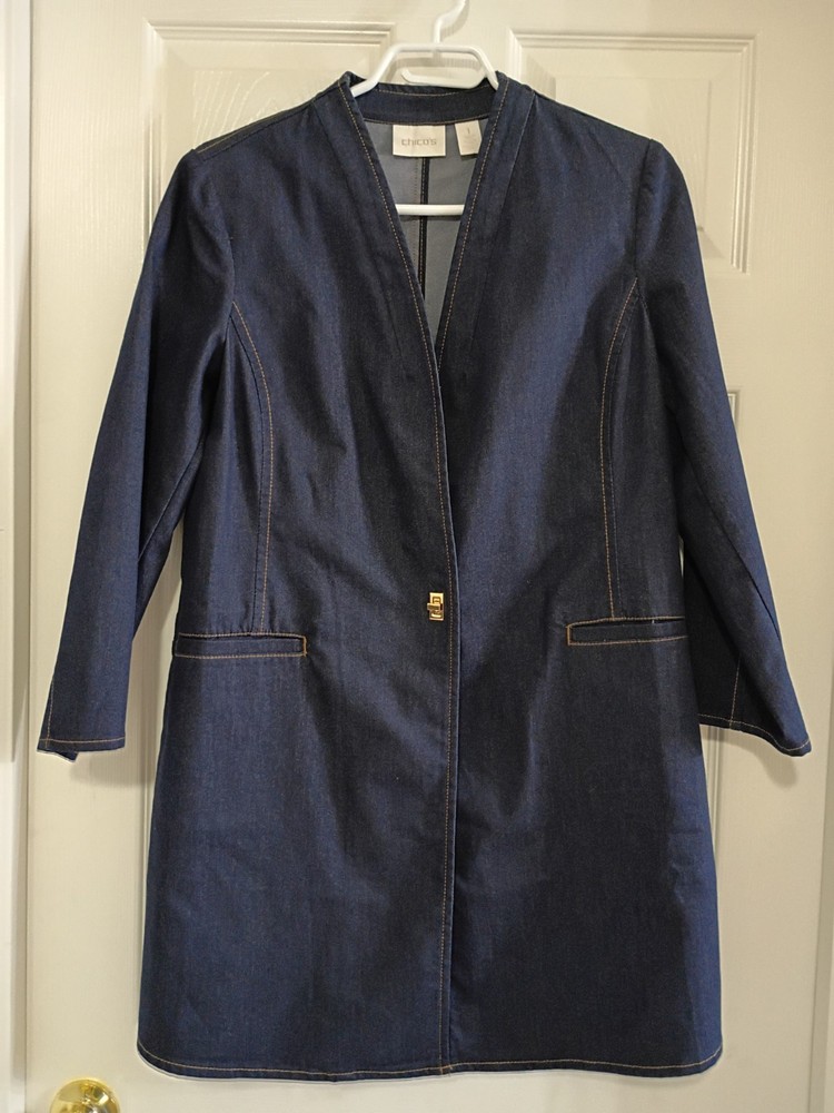 Chicos Denim Look Jacket.  New.  Size 1
