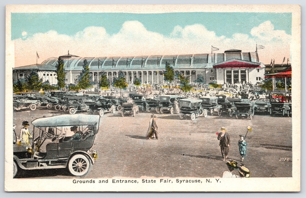 NY Syracuse State Fair Grounds Old Cars Entrance Jubb Postcard