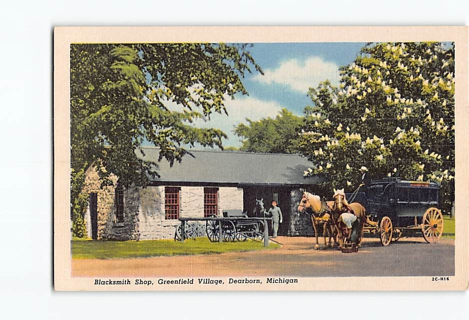 Postcard Blacksmith Shop Greenfield Village Dearborn Michigan USA North America