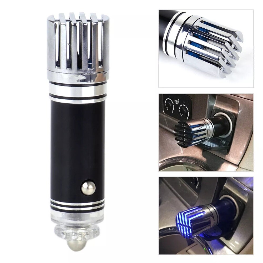 Black Car Mini Fresh Air Ionic Purifier Ozone Ionizer Cleaner Oxygen Bar 12V +