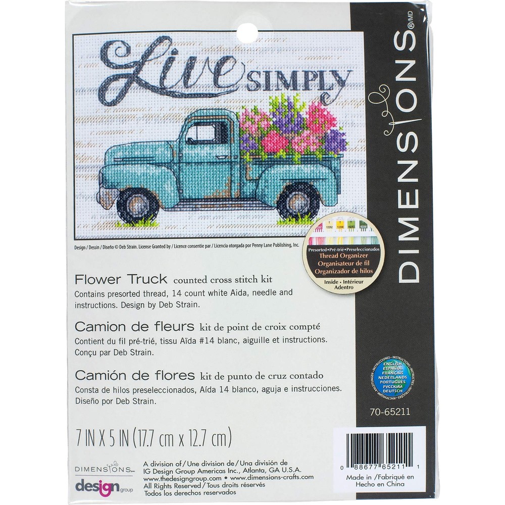 , 70-65211, Flower Truck, Counted Cross Stitch Kit for Beginners, 7