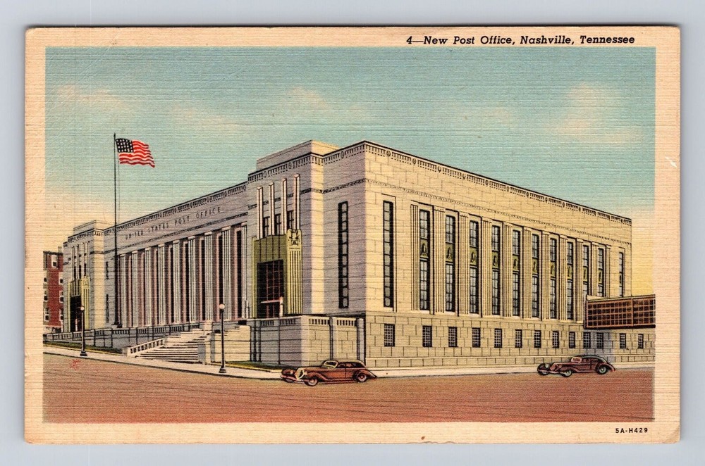 Nashville TN-Tennessee, New Post Office, Antique, Vintage c1945 Postcard