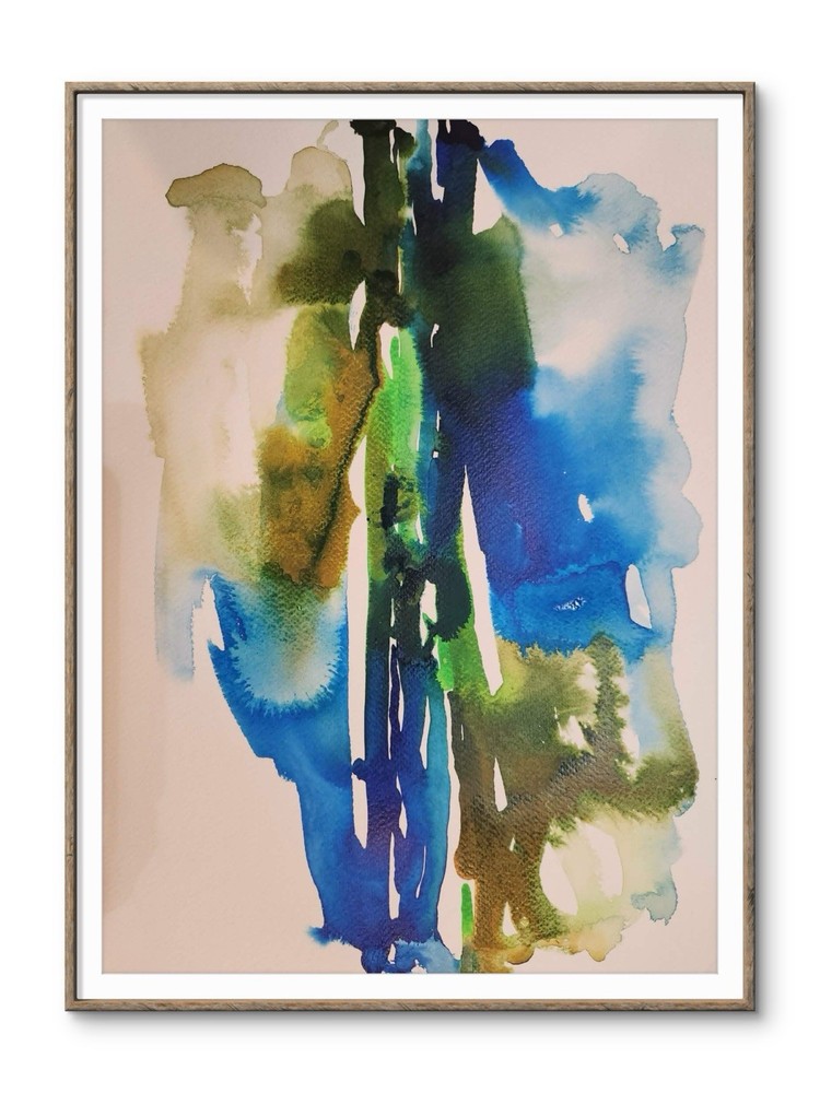 Abstract Colorful Modern Unique Bold Art Watercolor Mixed Media Paper