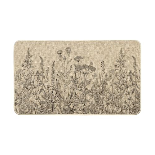Black Wildflower Spring Floral Spring Doormat, Home Summer Decor Low-Profile