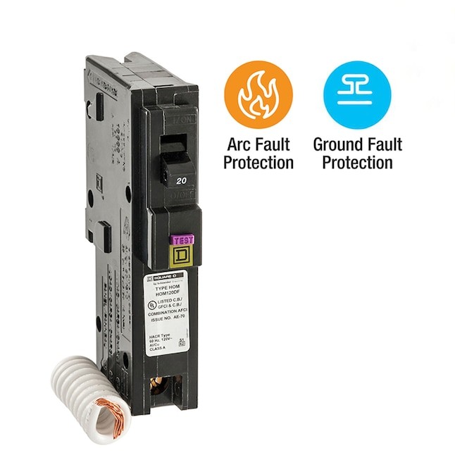 Square D Homeline 20-amp 1 -Pole Dual function AFCI/GFCI Circuit Breaker