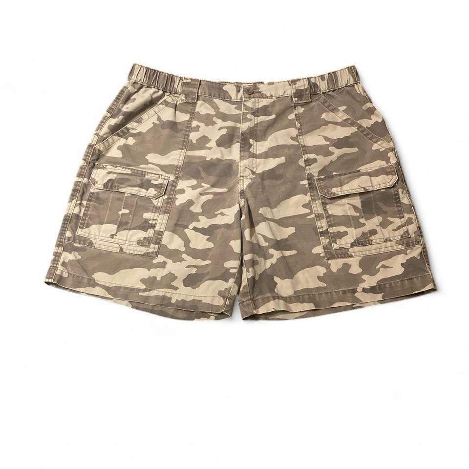 Savane Men's Size 40 Cargo Shorts Camo Elastic Waist 100% Cotton Pockets