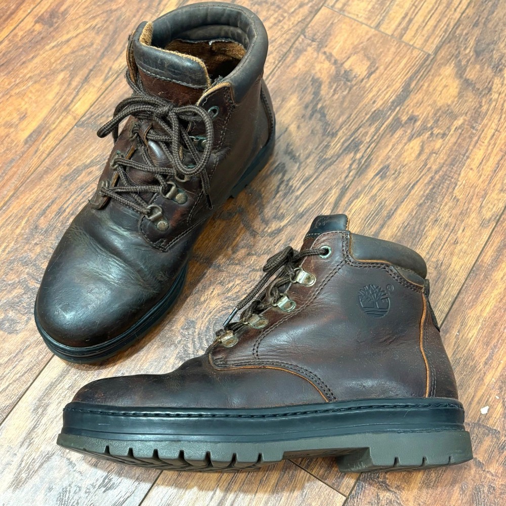 Vtg Timberland Leather Euro Hiker Boots Men 8 W Rugged Heritage Utility Workwear