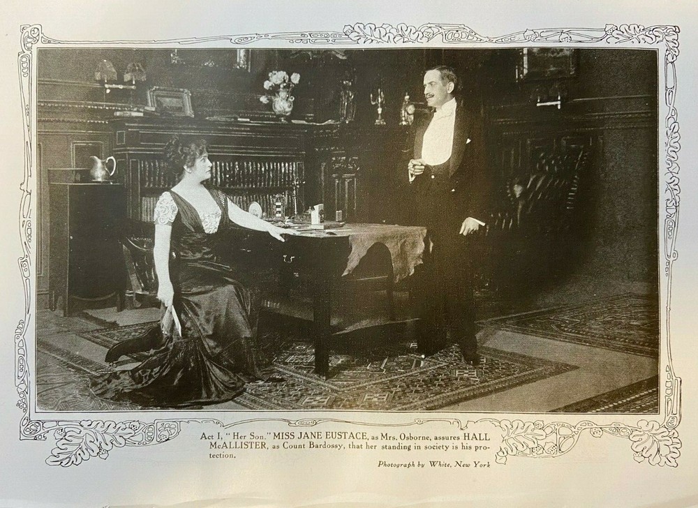 1910 Vintage Illustration Actors Hall McAllister and Jane Eustace
