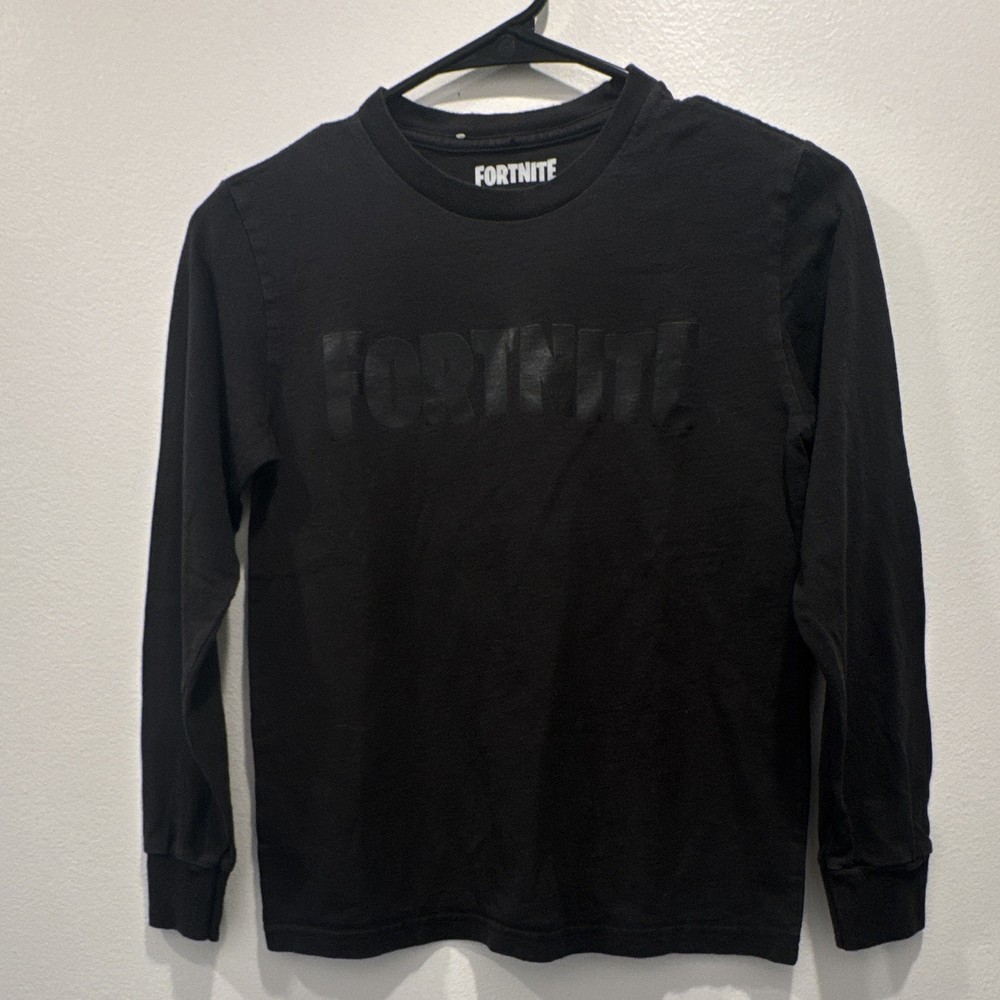 Fortnite Boys Black Logo Graphic Print Long Sleeve Crew Neck T-Shirt Size 8