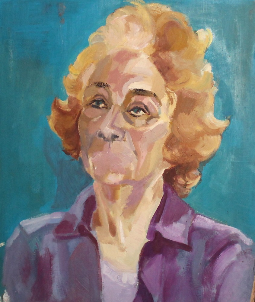 Vintage expressionist portrait oil painting on canvas for collectors