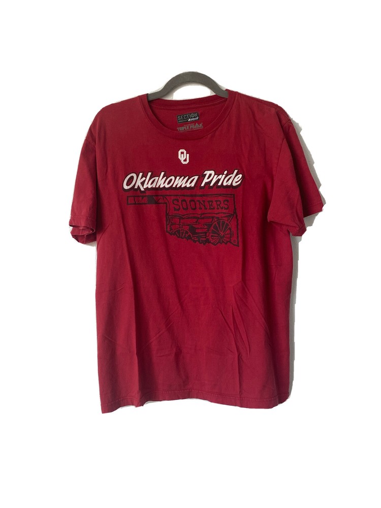 Oklahoma Sooners Crimson Pride Tee Mens Size Large Majestic Athletic Tag NCAA