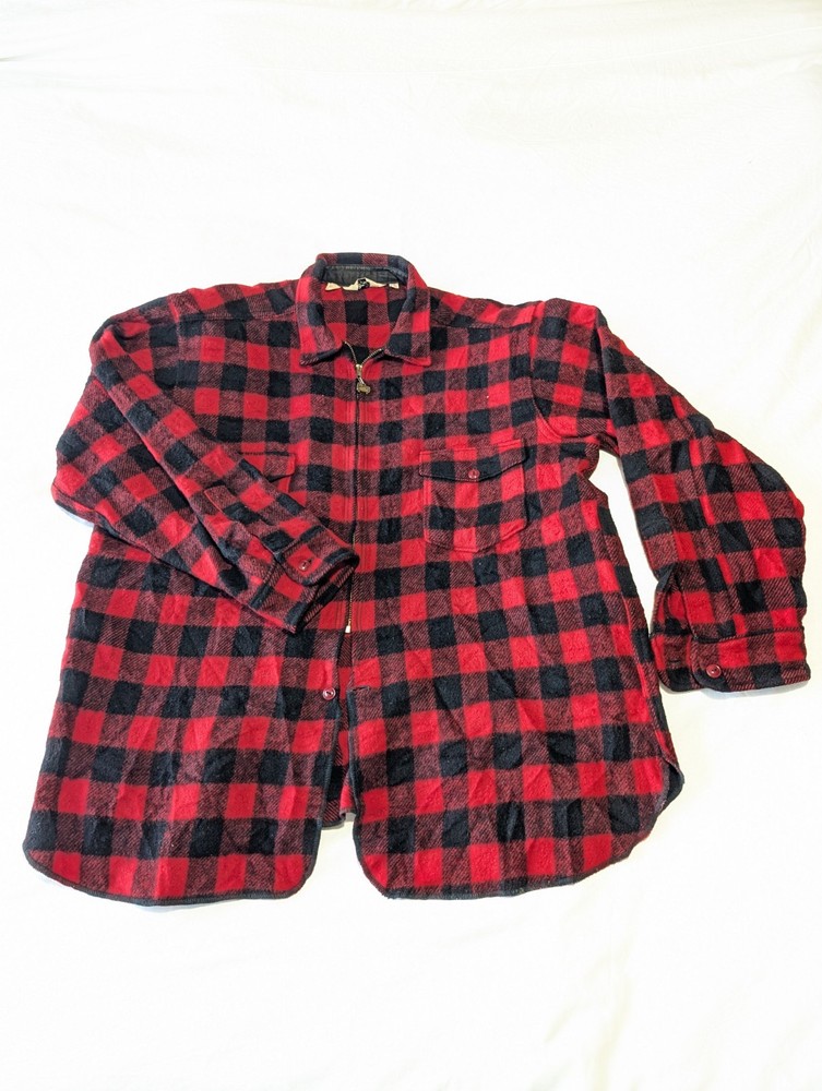Woolrich Buffalo Check Plaid Thick Wool Over Shirt Shacket Jacket Size 18 VTG