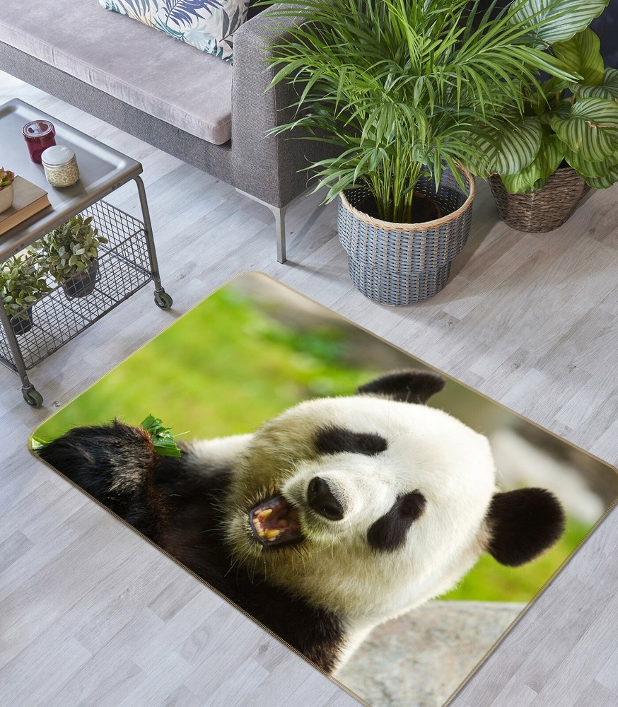 3D Cute Panda Bamboo Non-Slip Rug Mat Elegant Photo Carpet