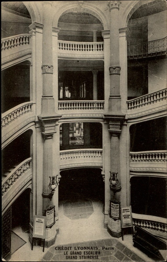 Grand Staircase Credit Lyonnais Paris vintage postcard s853
