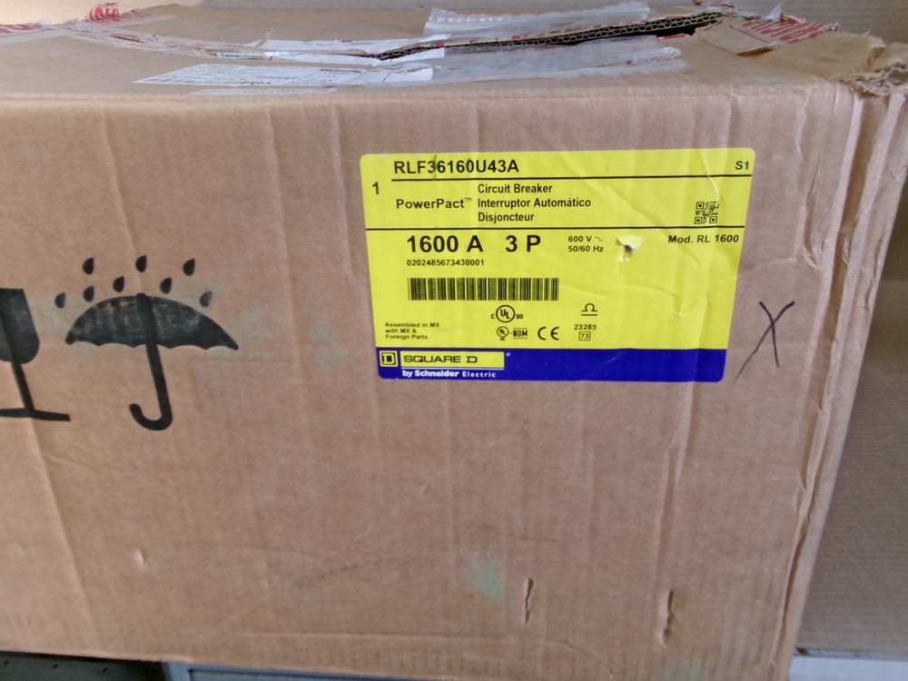 NEW Square D RL RLF RLF36160U43A 3 Pole  1600 Amp Circuit Breaker NOB