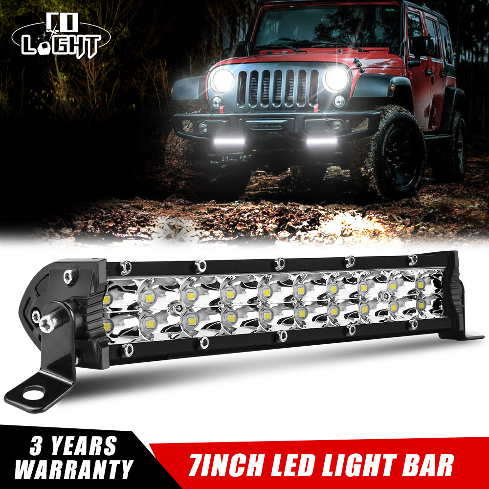 7inch 120W Led work Light Bar Dual Row Flood Spot For Jeep UTE 4WD ATV UTV 4X4