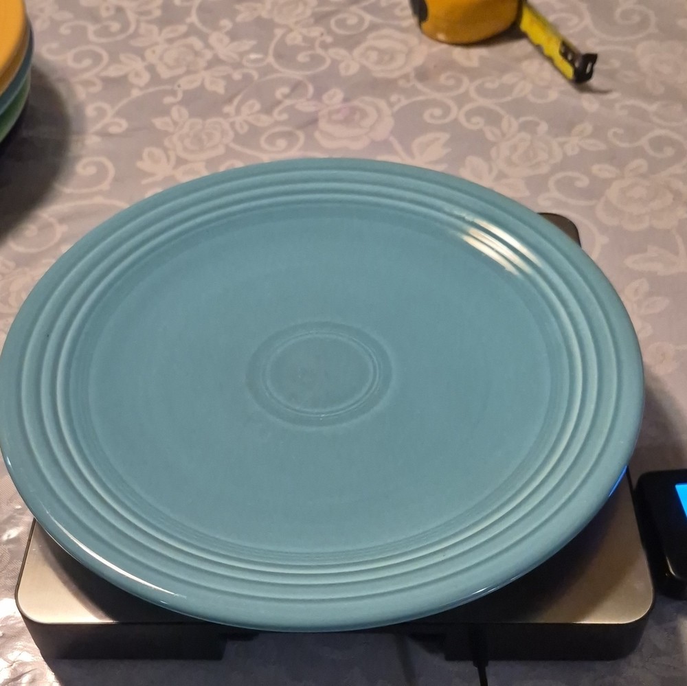 Blue 11 in Dinner Plate Ceramic Round Solid Glossy Printed Backstamp