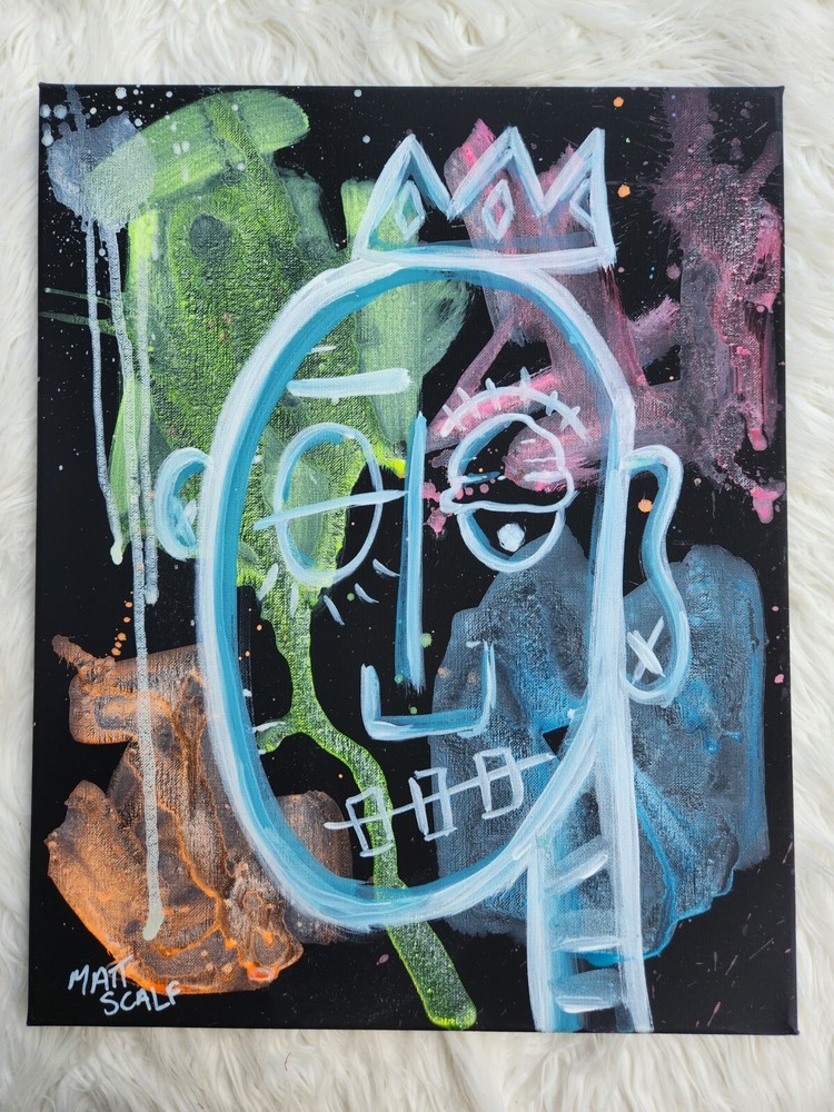 Matt Scalf 16x20 CANVAS Abstract Portrait Neon Face Contemporary Graffiti Modern-image
