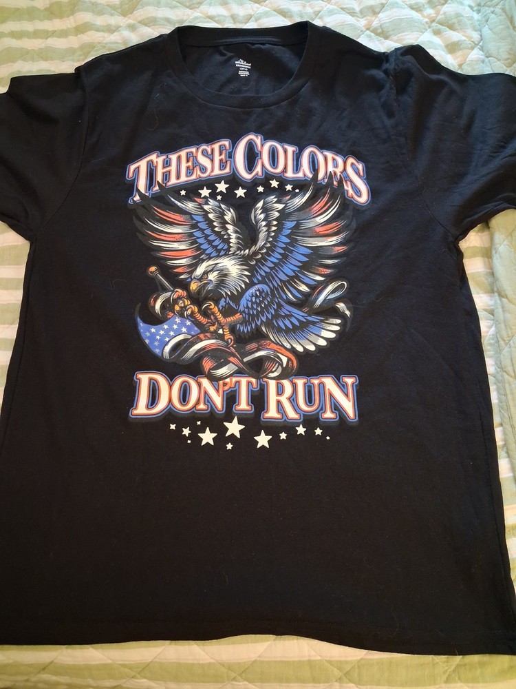 These Colors Don't Run Bald Eagle Black Large T-Shirt