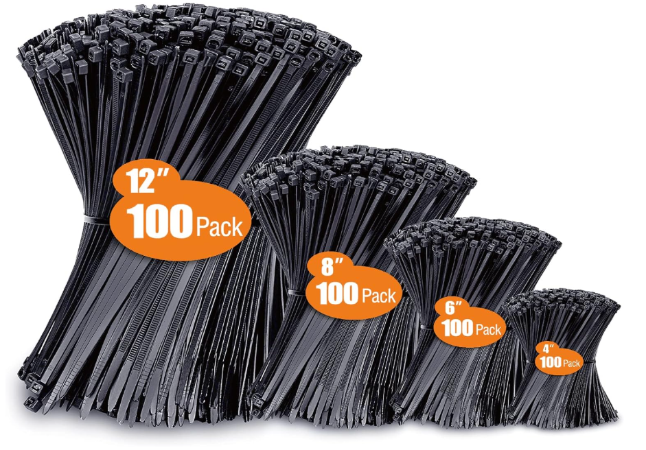 400 Pack Assorted Zip Ties (4
