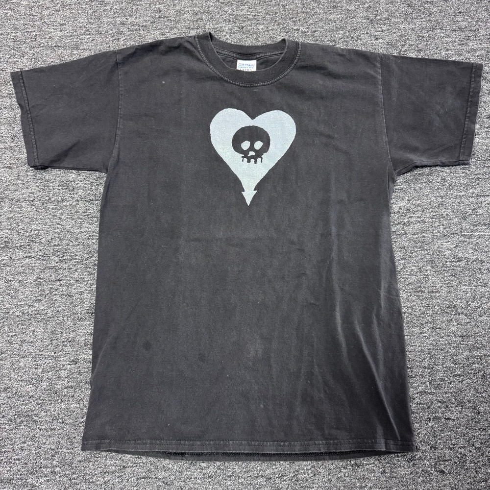 Vintage Alkaline Trio Goth Emo Punk Skull Heart Y2K Band T-Shirt SZ M Black