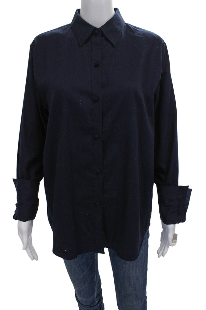 Lauren Ralph Lauren Women Cotton Button-Up Long Sleeve Blue Size LFree Shipping in US $100+ Orders | $6.95 Orders Below