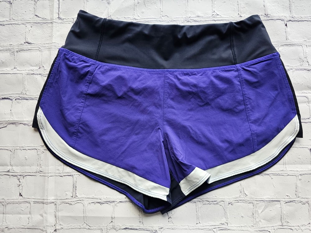 Athleta Women’s Running Shorts Purple Black Colorblock Size Small S Activewear