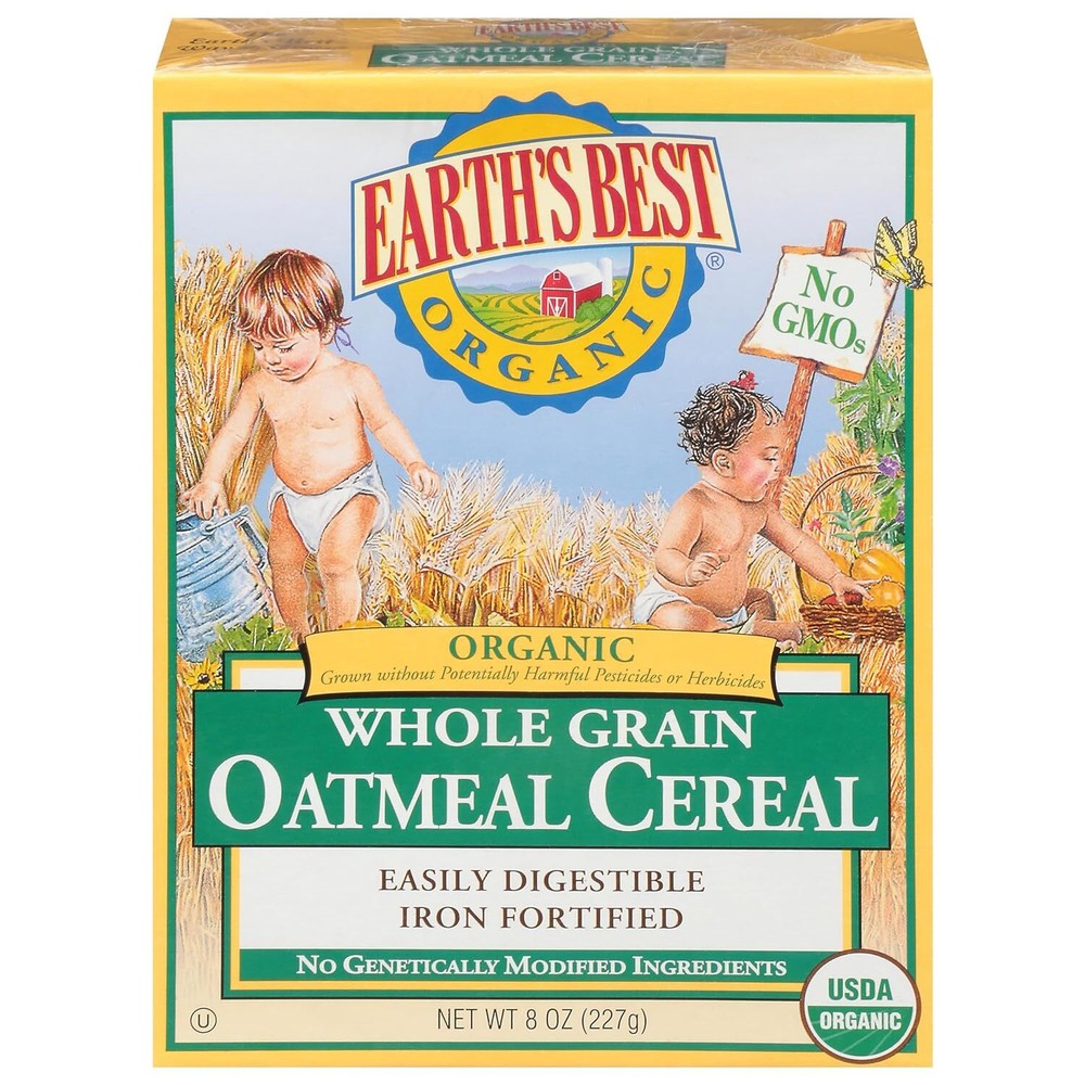 Earth's Best Organic Baby Food, Organic Whole Grain Oatmeal Baby Cereal, Non-GMO