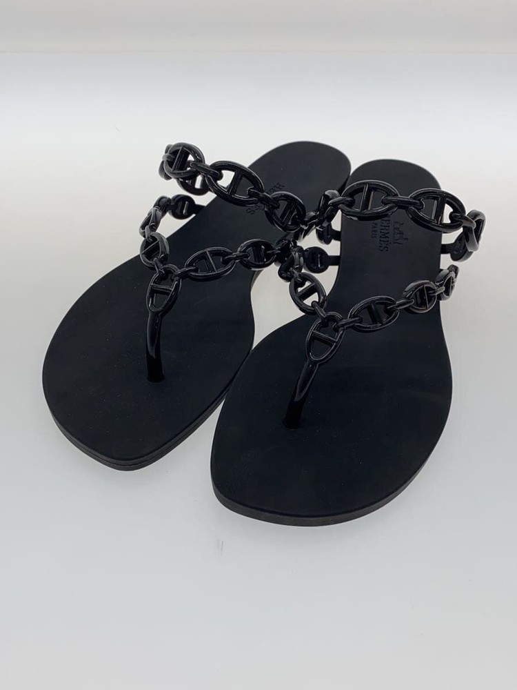 Authentic HERMES Island Sandal Chaine d'Ancre EU 36 Black Rubber Used