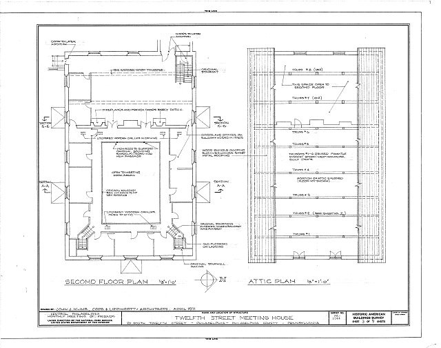 Philadelphia Pennsylvania Twelfth Street Meeting House 1900s Floor Plan