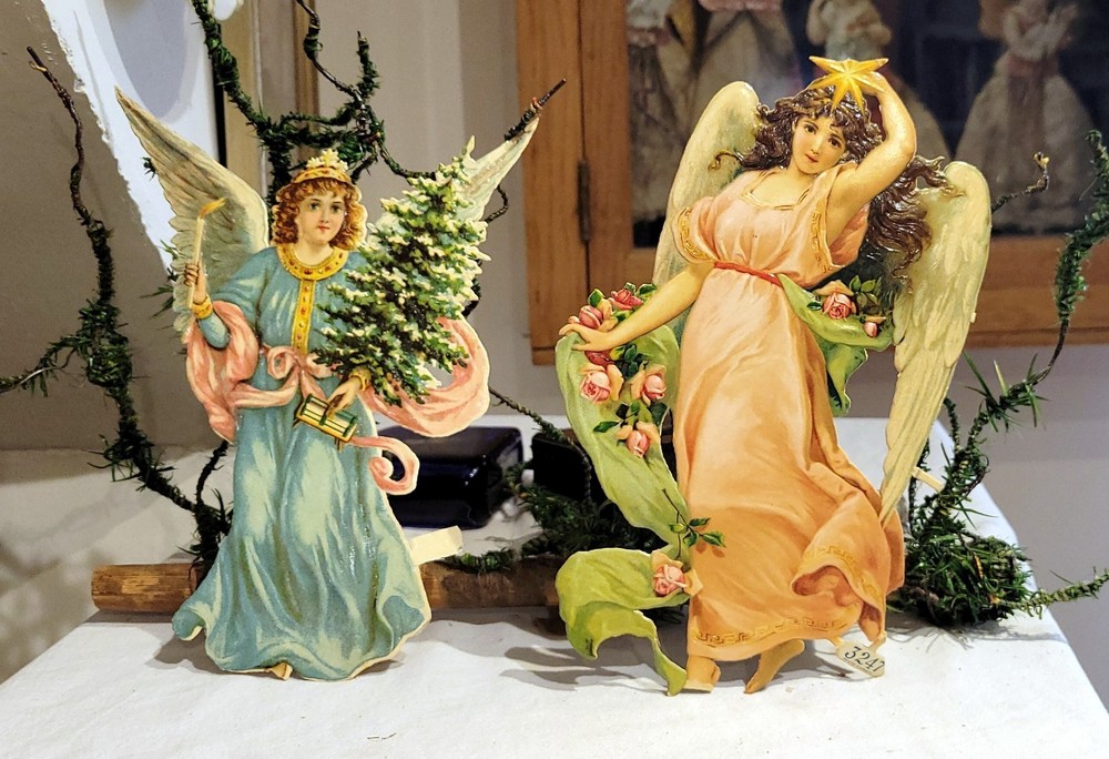 Two Larger Angels, but each with small issue.  Early 1900s German Die-cuts