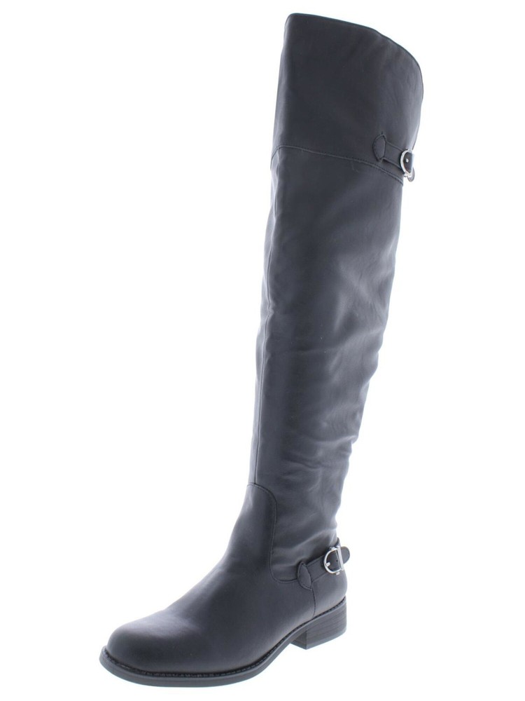 AMERICAN RAG Womens Black Adarra Round Toe Block Heel Riding Boot 6.5 M
