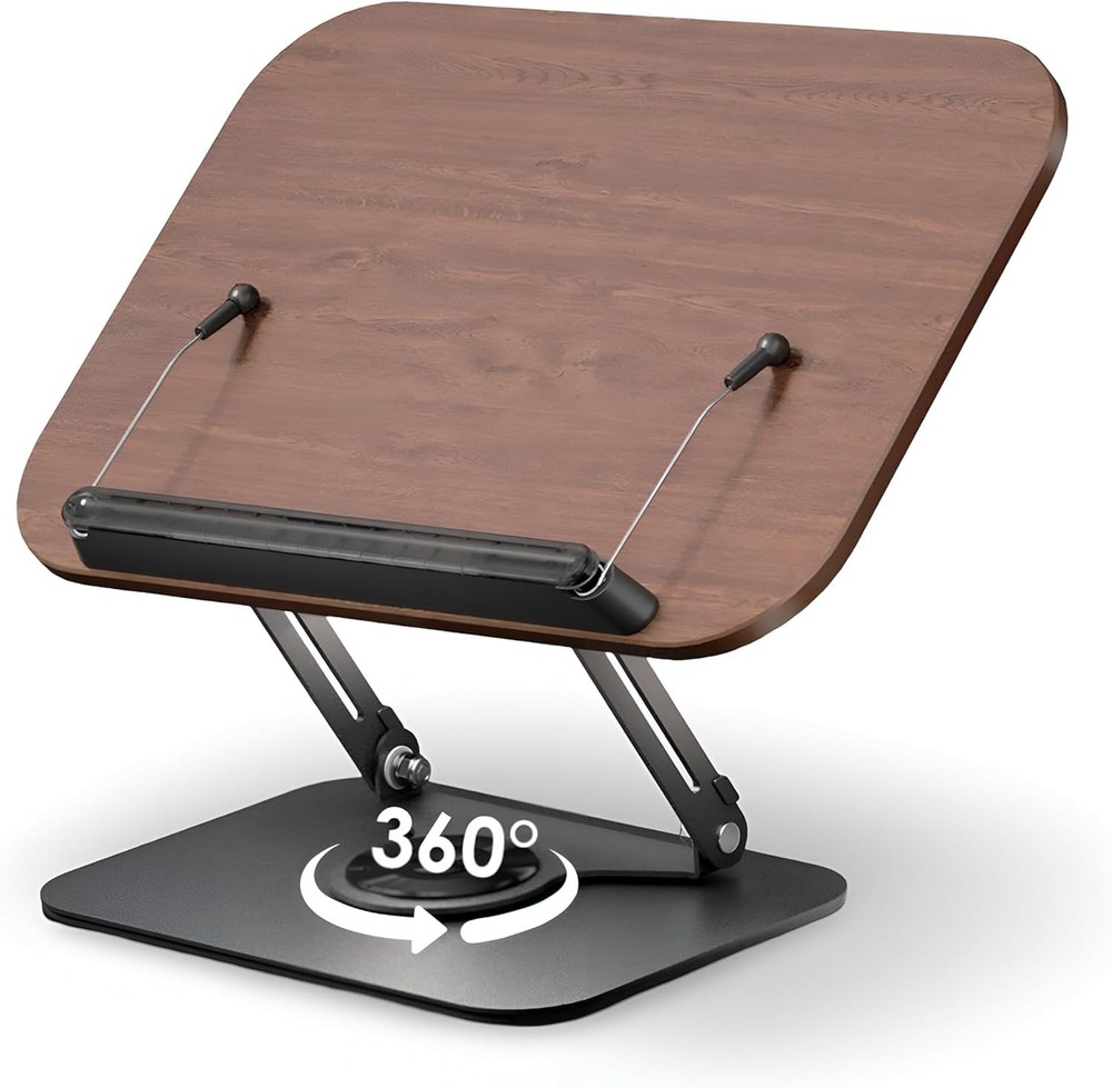 Portable Book Stand for Reading Adjustable Book Holder with 360° Swivel Base