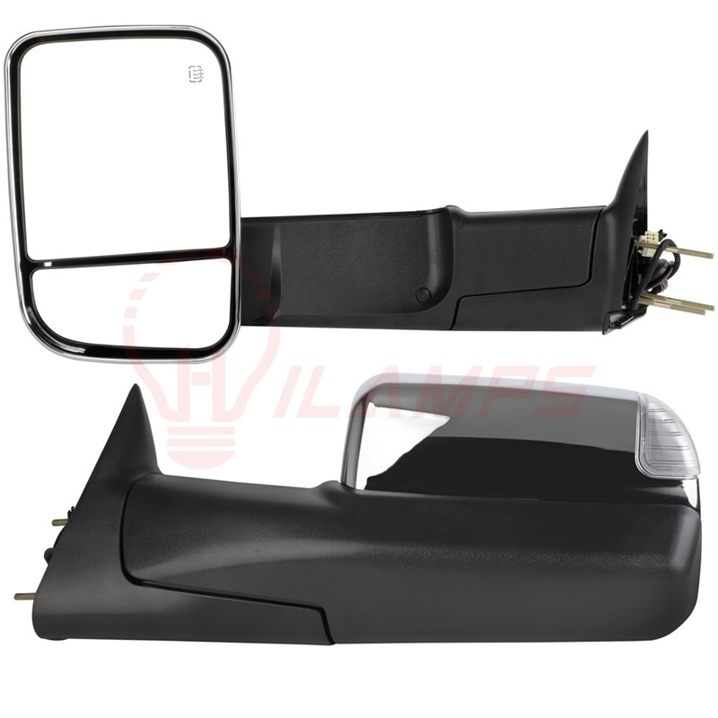 For 1998-01 Dodge Ram 1500 2500 3500 Turn Signal Power Heated Chrome Tow Mirrors