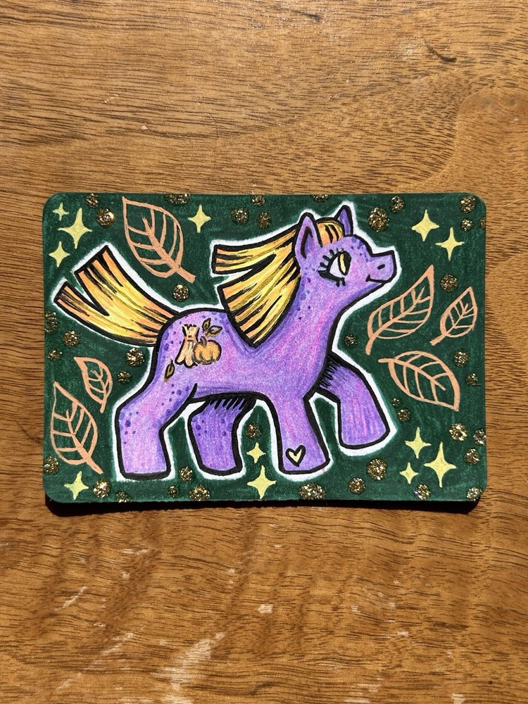 Original ACEO Vintage Pony Toy Illustration 
