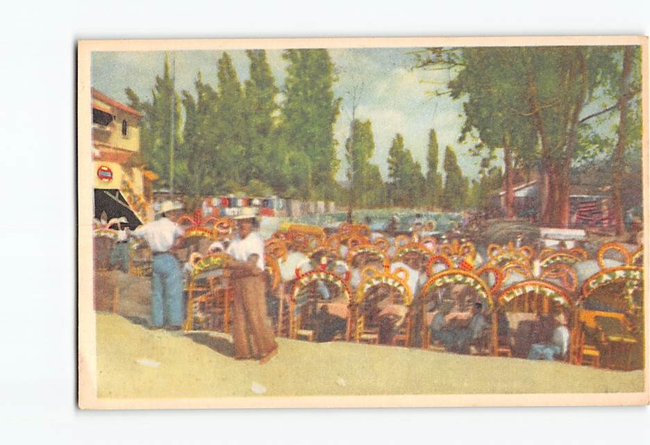 Postcard Xochimilco Mexico City Trajineras Floating Gardens Canal Vintage View