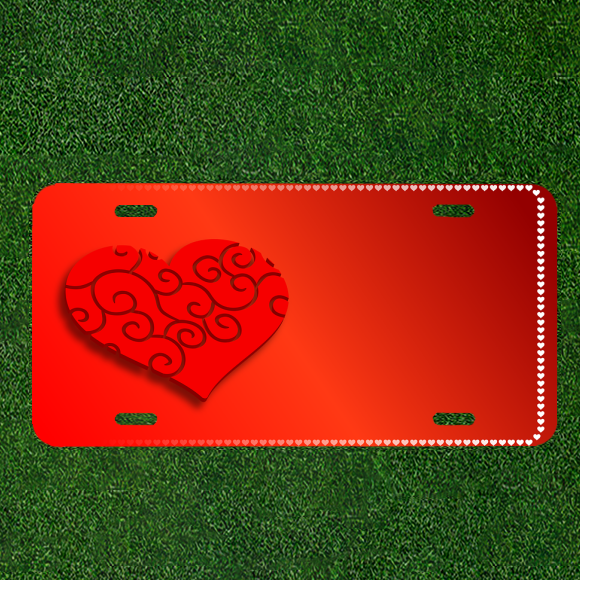 Custom Personalized License Plate Car Tag With Banner Heart Design Add Names