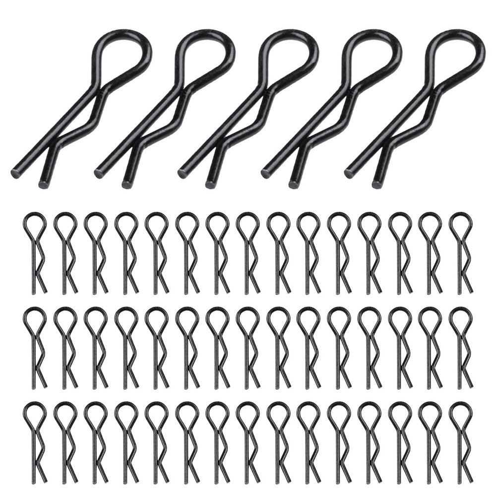 HobbyPark Small 1/16 1/18 Body Clips Bent Springy R Pins 1mm x 18mm, black