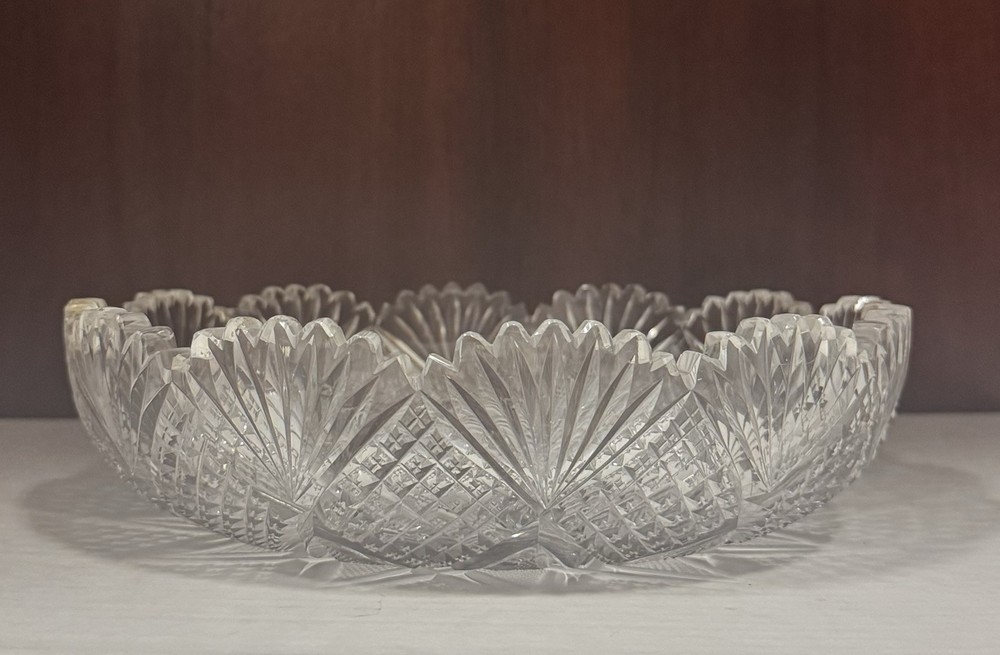 Antique Crystal Near Cut Pressed Glass Bowl